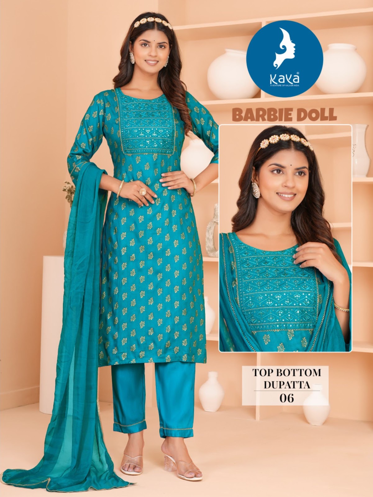 Barbie Doll Kaya Rayon Readymade Pant Style Suits Exporter India
