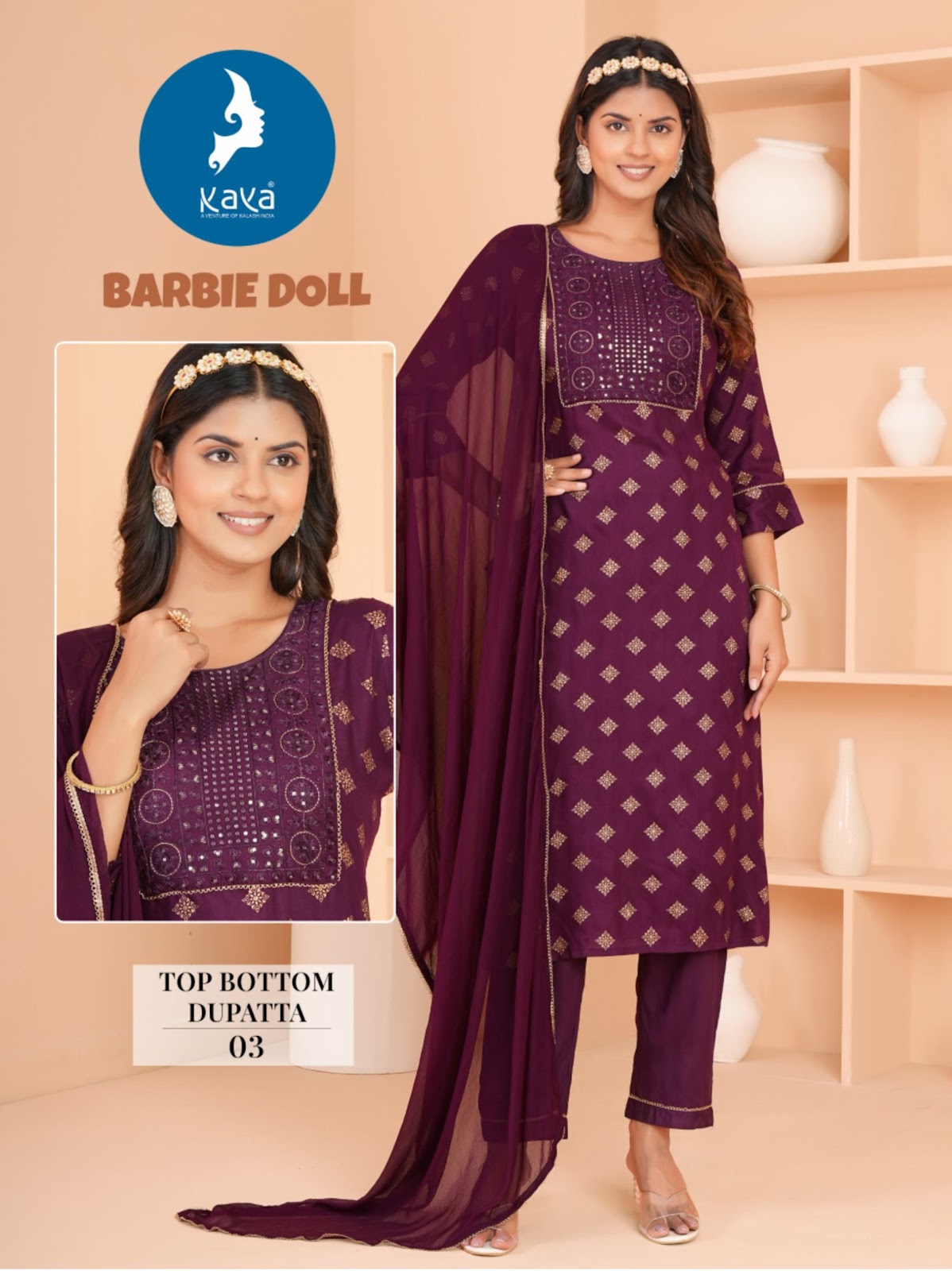Barbie Doll Kaya Rayon Readymade Pant Style Suits Exporter India