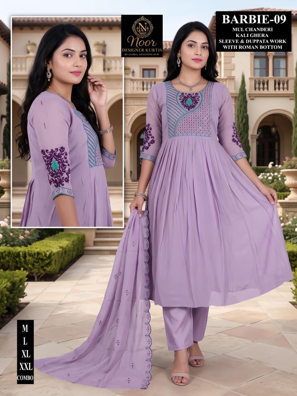 Barbie Globe Chanderi Readymade Anarkali Suits Wholesale Rate