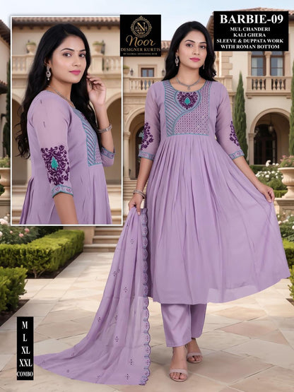 Barbie Globe Chanderi Readymade Anarkali Suits Wholesale Rate