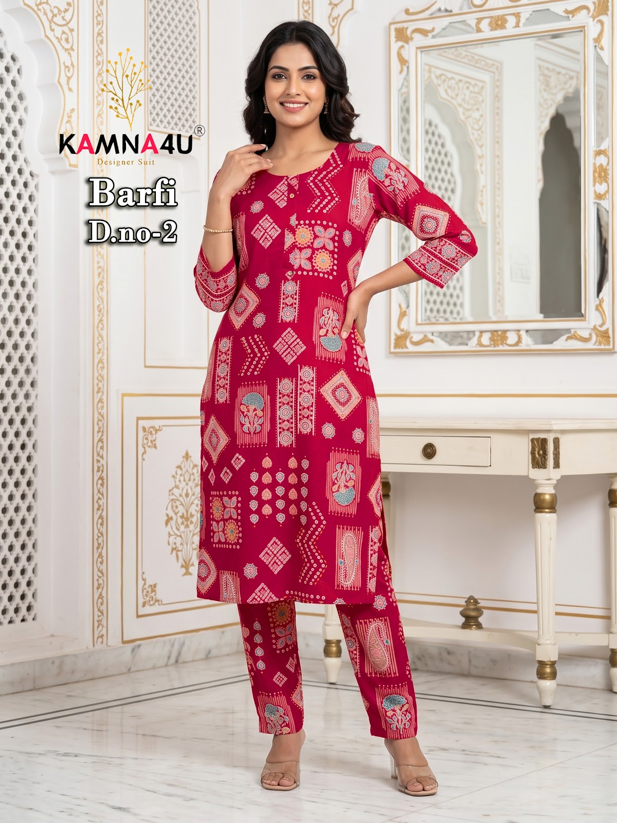 Barfi Kamna4U Vertican Kurti Pant Set Wholesale Price