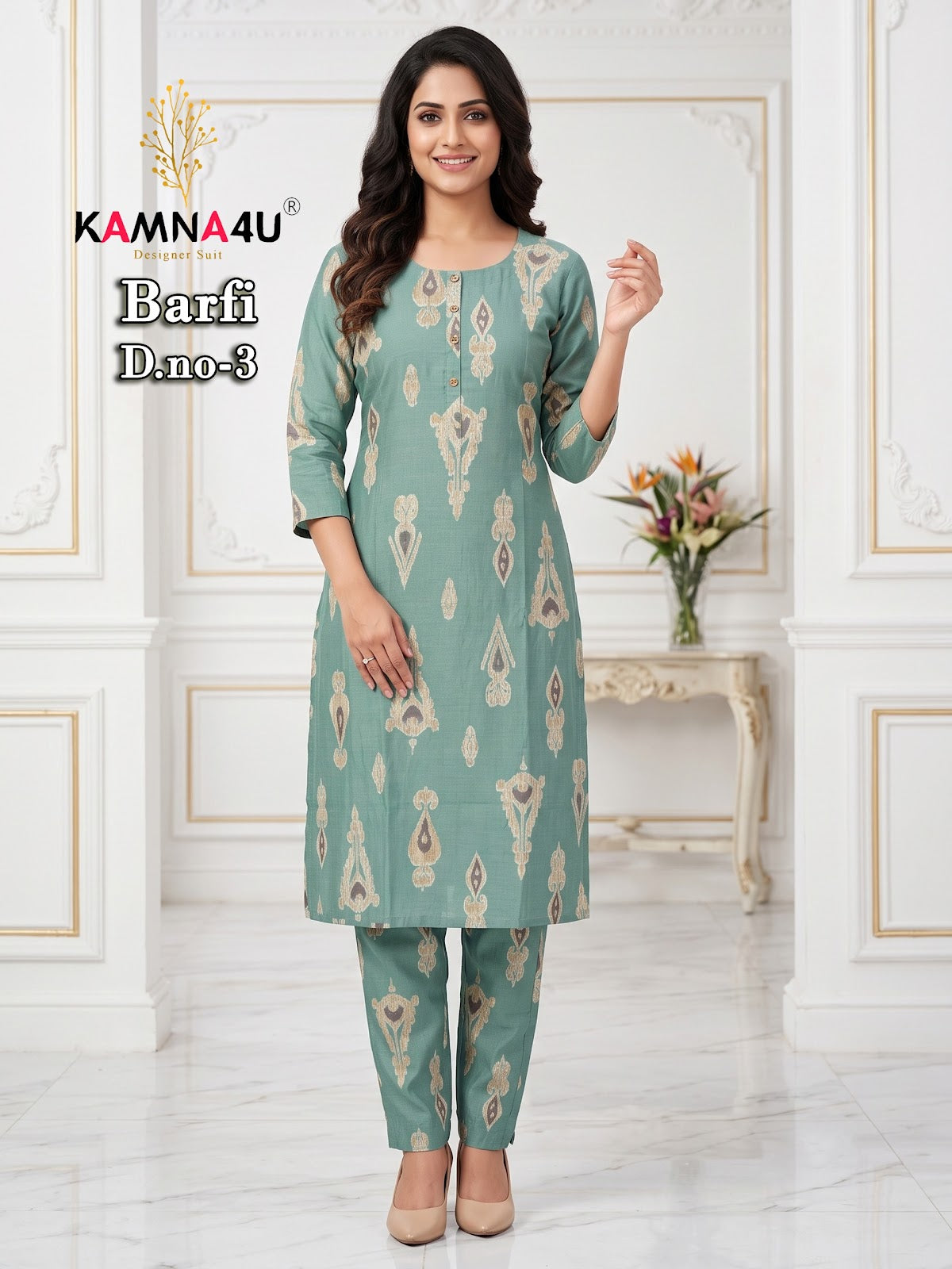 Barfi Kamna4U Vertican Kurti Pant Set Wholesale Price