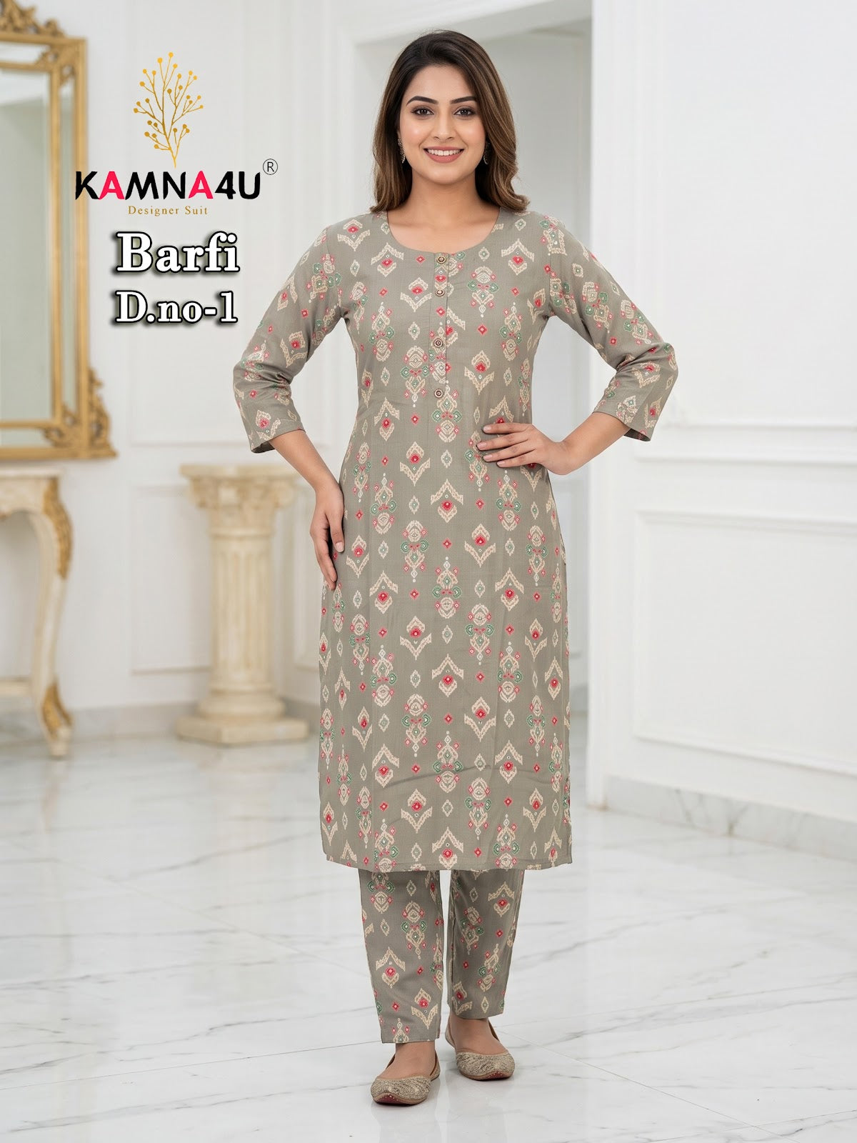 Barfi Kamna4U Vertican Kurti Pant Set Wholesale Price