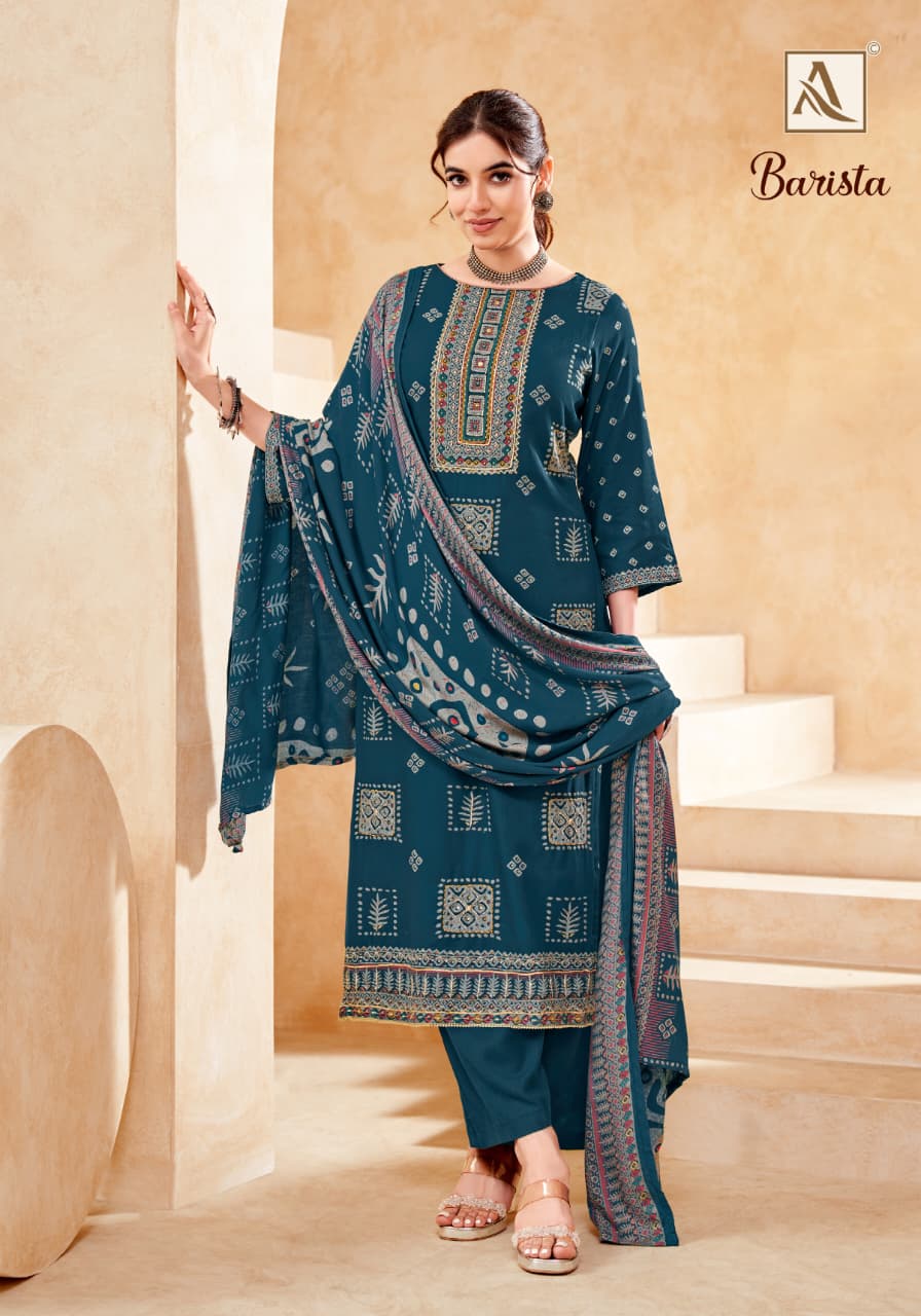 Barista Alok Viscose Karachi Pashmina Salwar Suits Wholesaler