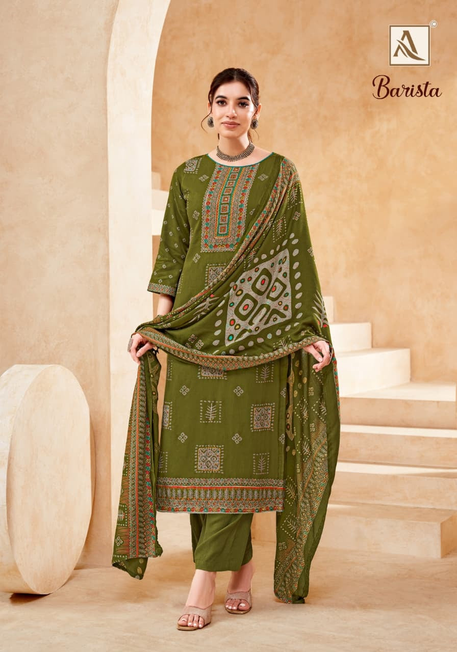 Barista Alok Viscose Karachi Pashmina Salwar Suits Wholesaler