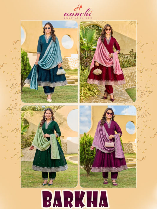 Barkha Aanchi Silk Readymade Anarkali Suits Supplier Ahmedabad