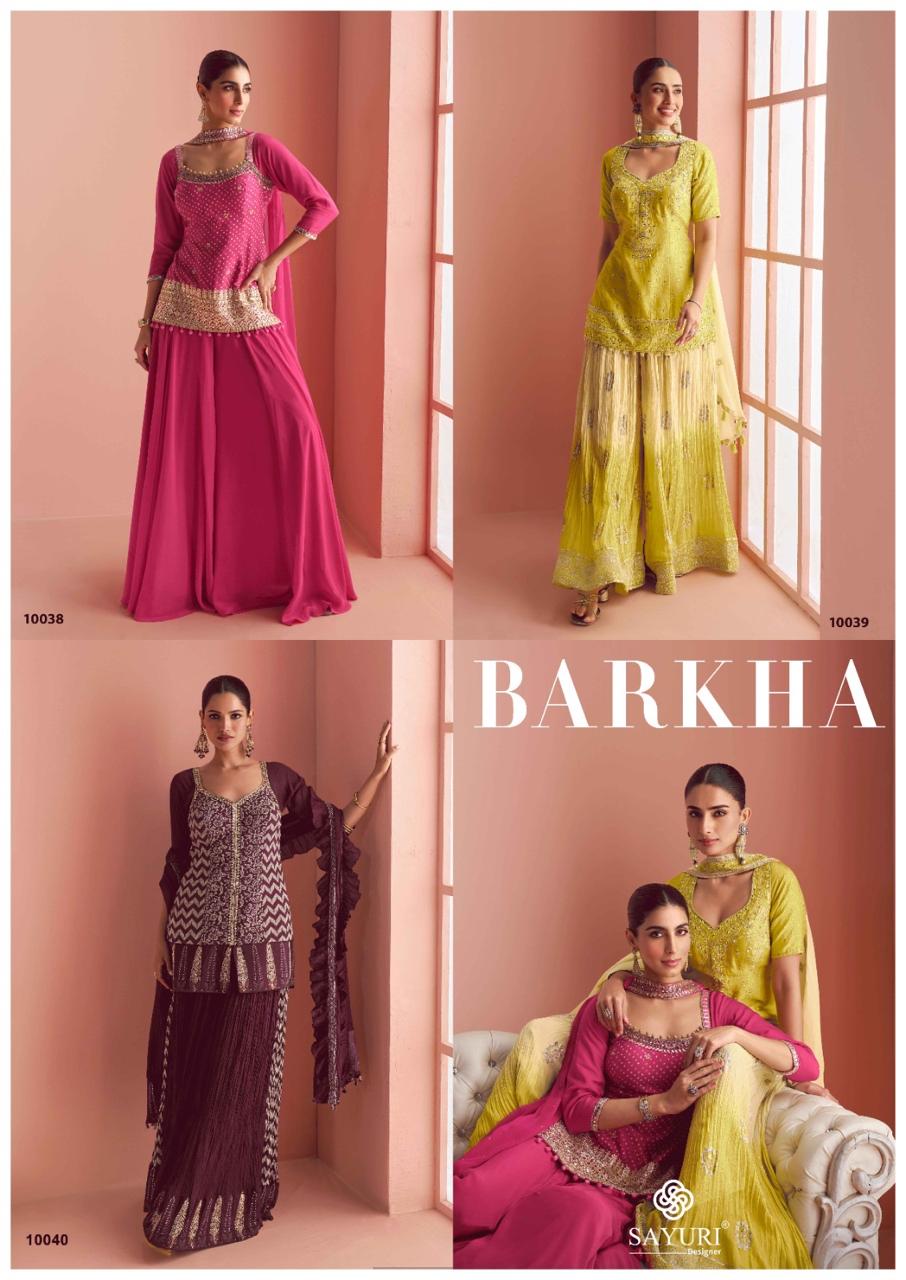 Barkha Sayuri Chinon Silk Readymade Suits Manufacturer Ahmedabad