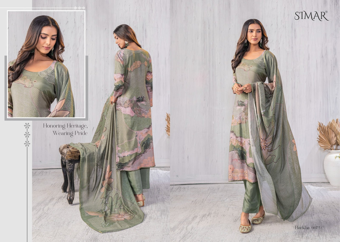Barkha Simar Viscose Muslin Pant Style Suits Wholesaler Ahmedabad