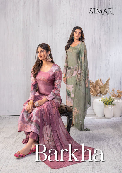 Barkha Simar Viscose Muslin Pant Style Suits Wholesaler Ahmedabad