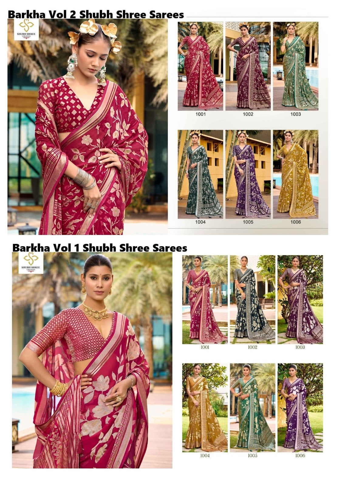 Barkha Vol 1-2 Shubh Shree Moss Sarees Manufacturer Gujarat