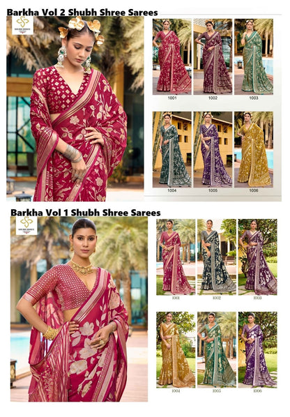 Barkha Vol 1-2 Shubh Shree Moss Sarees Manufacturer Gujarat