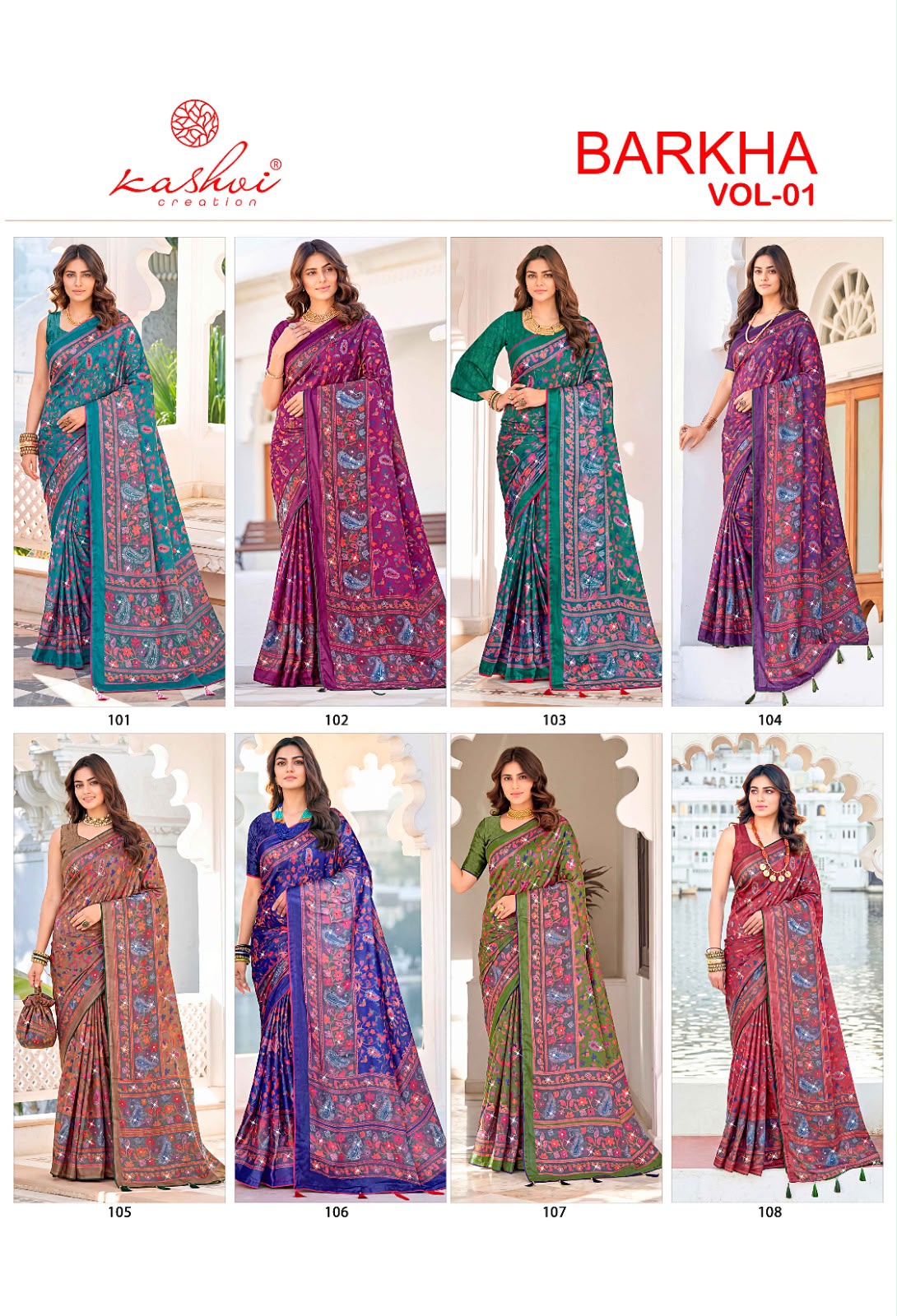 Barkha Vol 1 Kashvi Creation Silk Sarees Wholesale Rate