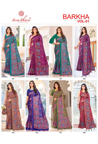 Barkha Vol 1 Kashvi Creation Silk Sarees Wholesale Rate