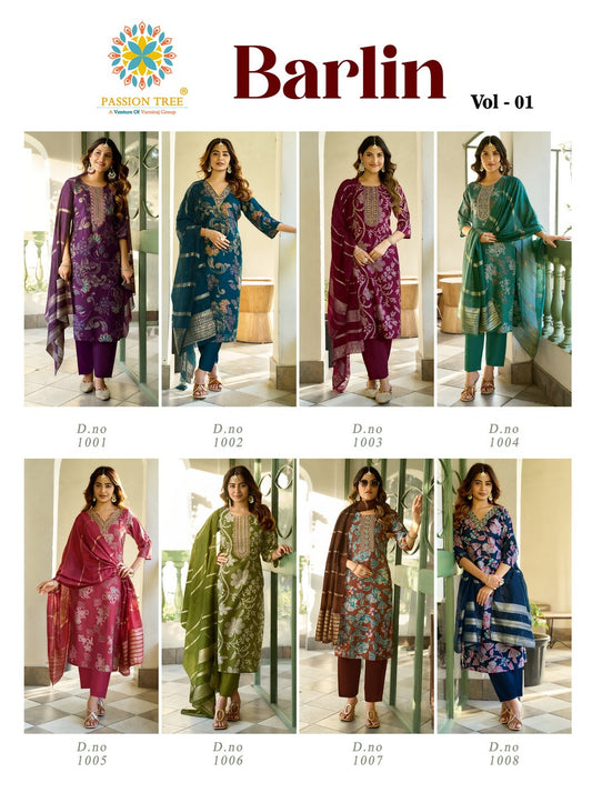 Barlin Vol 1 Passion Tree Readymade Pant Style Suits Exporter Ahmedabad