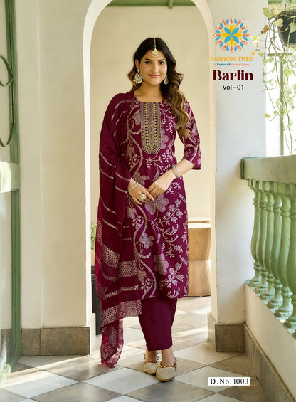 Barlin Vol 1 Passion Tree Readymade Pant Style Suits Exporter Ahmedabad