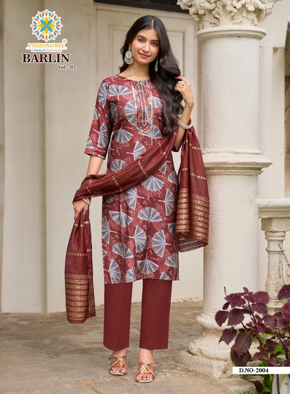 Barlin Vol 2 Passion Tree Readymade Pant Style Suits Supplier India
