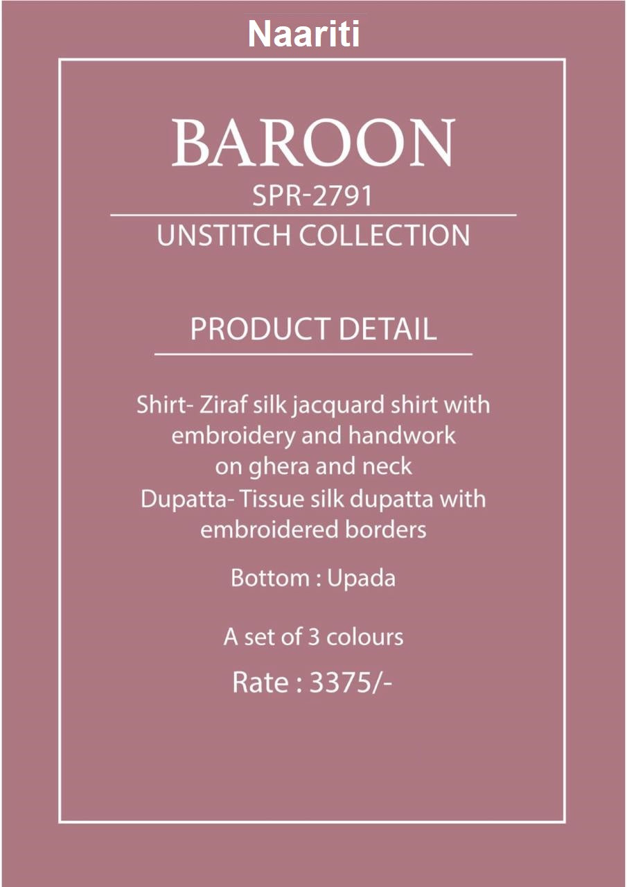 Baroon 2791 Naariti Ziraf Silk Pant Style Suits Wholesale Price
