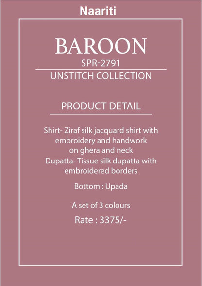 Baroon 2791 Naariti Ziraf Silk Pant Style Suits Wholesale Price
