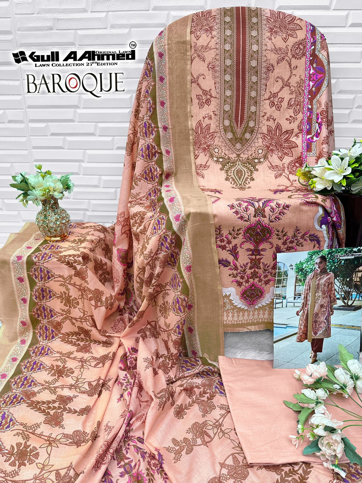 Baroque Gul Ahmed Lawn Karachi Salwar Suits Wholesale Price