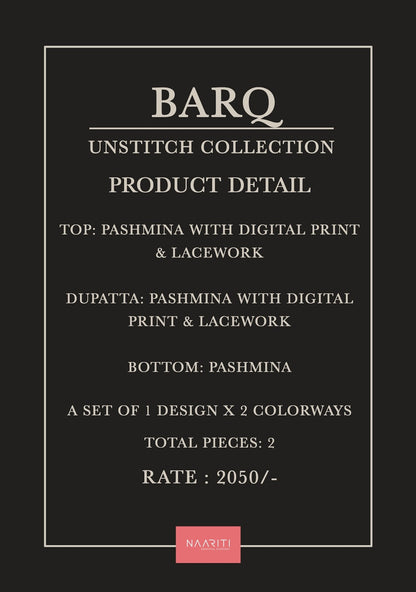 Barq Naariti Pashmina Suits Wholesaler