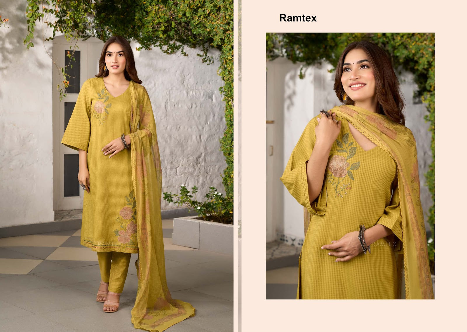 Basant Ramtex Cotton Pant Style Suits Supplier India