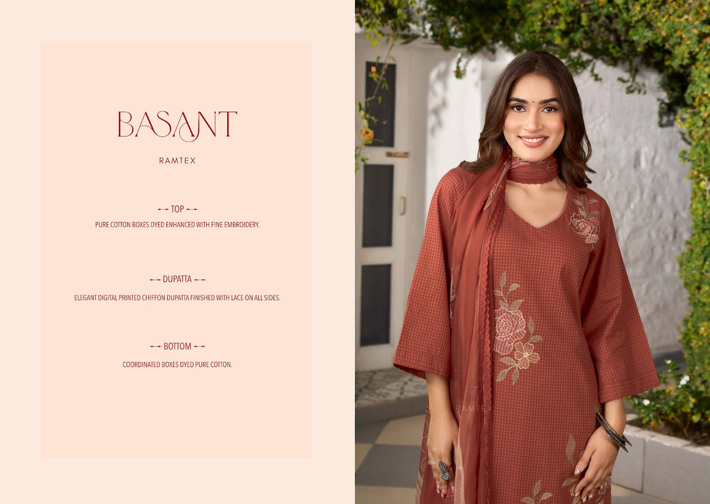 Basant Ramtex Cotton Pant Style Suits Supplier India