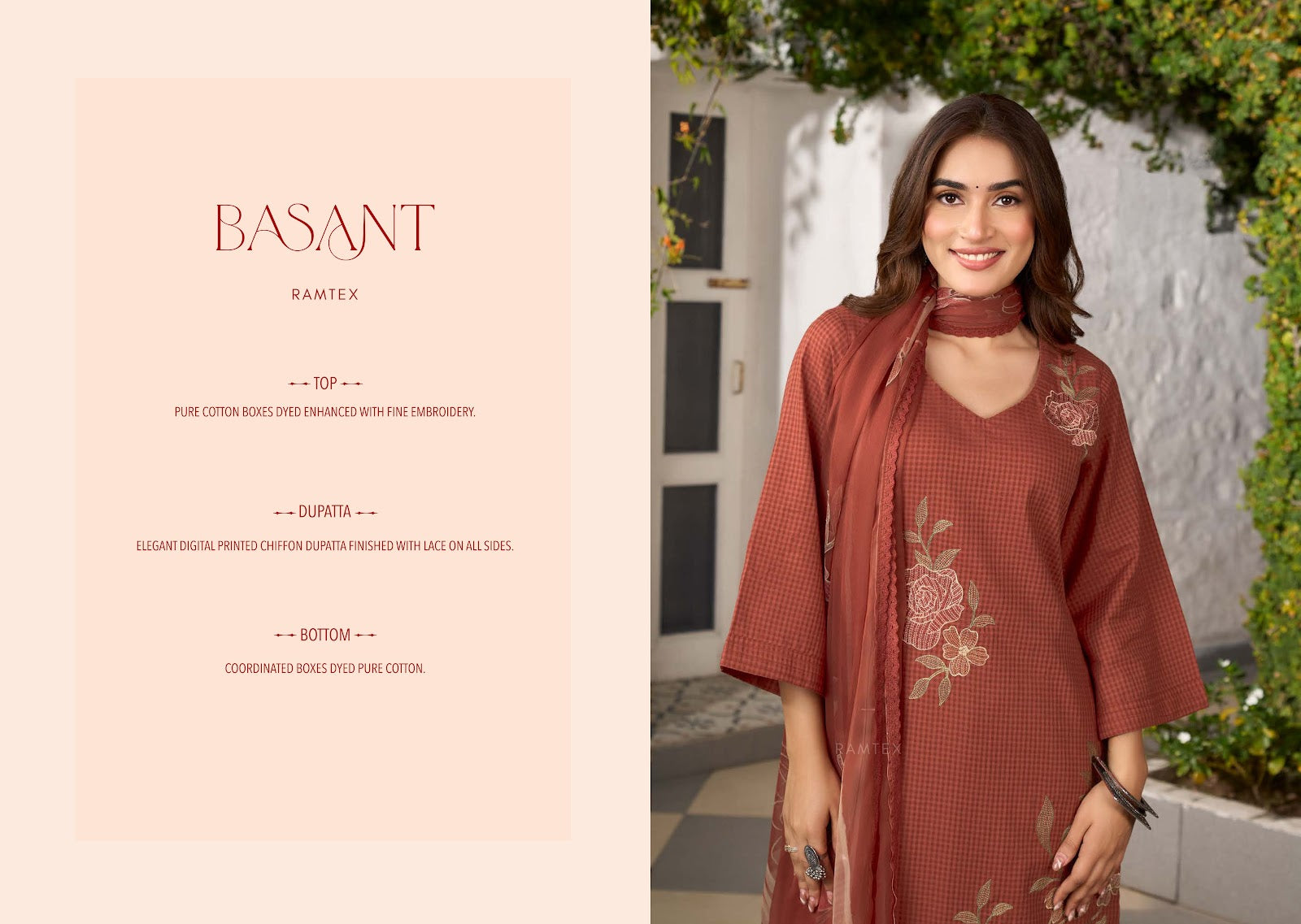 Basant Ramtex Cotton Pant Style Suits Supplier India