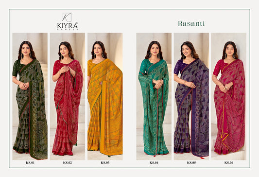 Basanti Kiyra Georgette Sarees Wholesale