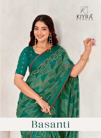 Basanti Kiyra Georgette Sarees Wholesale
