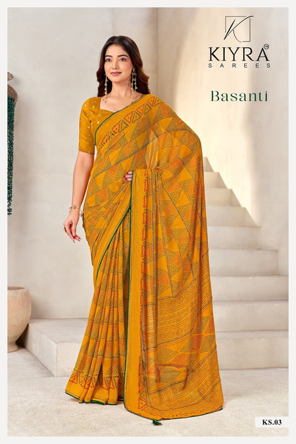 Basanti Kiyra Georgette Sarees Wholesale