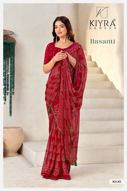 Basanti Kiyra Georgette Sarees Wholesale