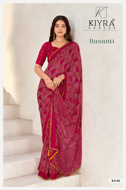 Basanti Kiyra Georgette Sarees Wholesale