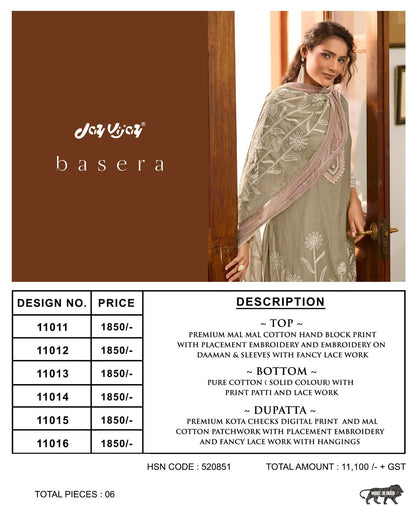 Basera Jay Vijay Mal Cotton Pant Style Suits Wholesaler