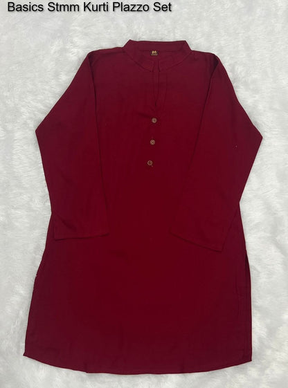 Basics Stmm Heavy Rayon Kurti Plazzo Set Wholesale Rate