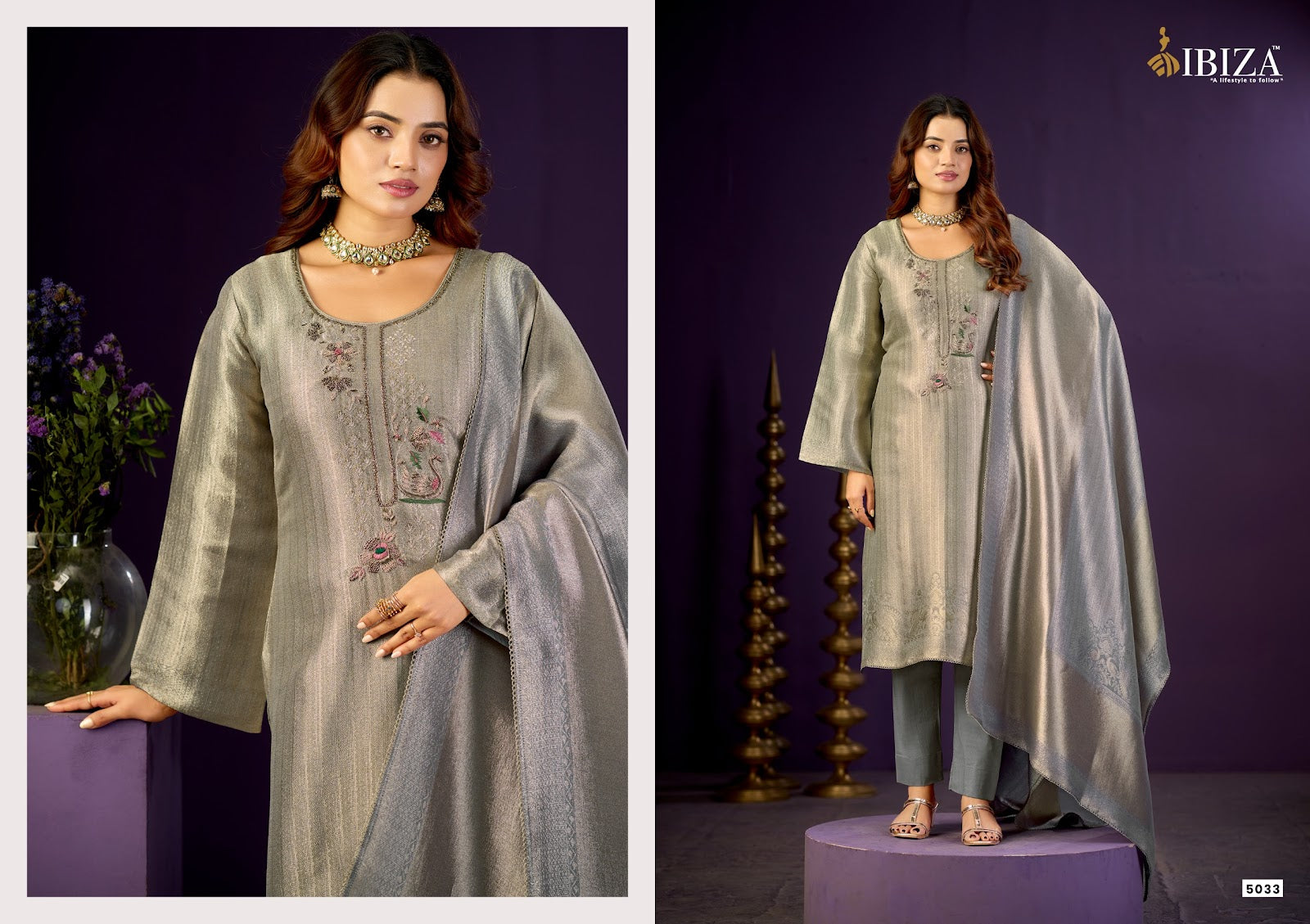 Basma Ibiza Silk Pant Style Suits Wholesaler India