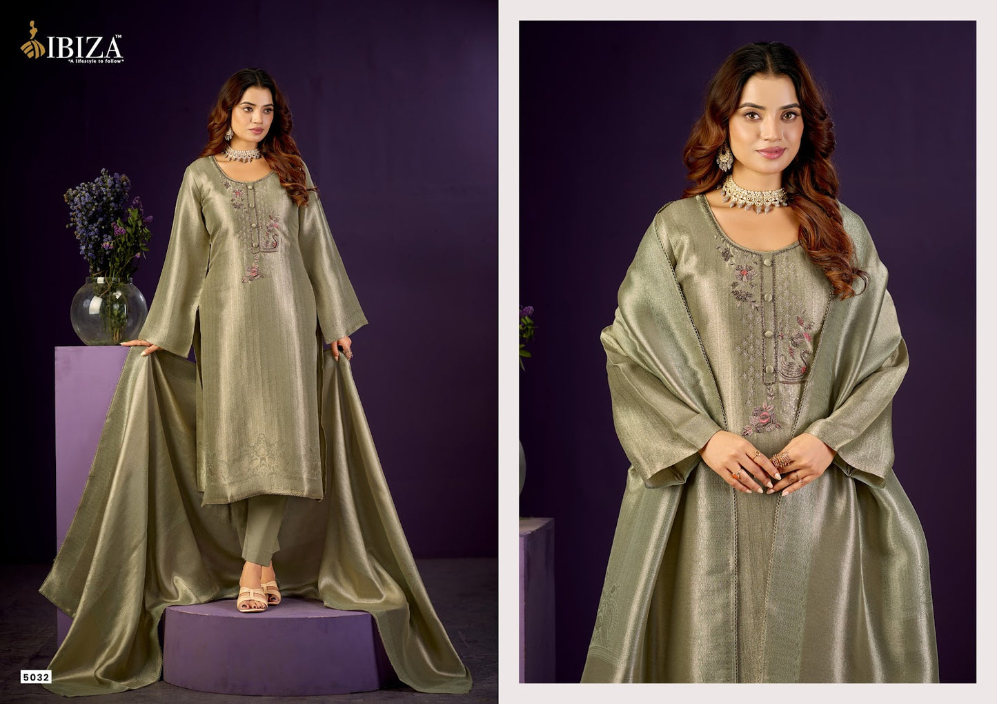 Basma Ibiza Silk Pant Style Suits Wholesaler India