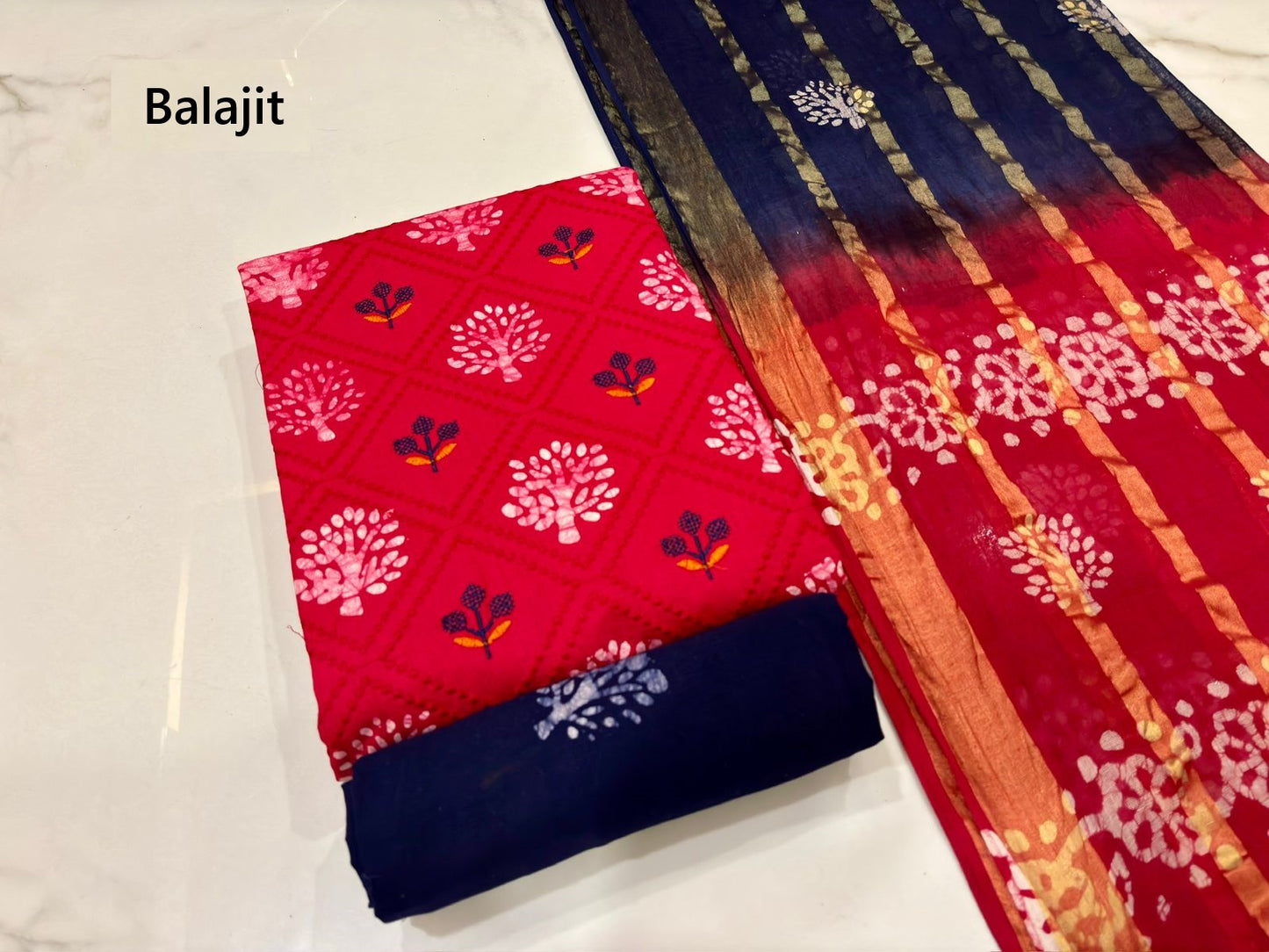 Batik 100326 Balajit Cotton Dress Material Supplier Gujarat