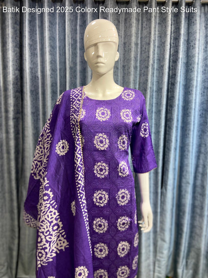 Batik Designed 2025 Colorx Chanderi Silk Readymade Pant Style Suits Supplier Gujarat
