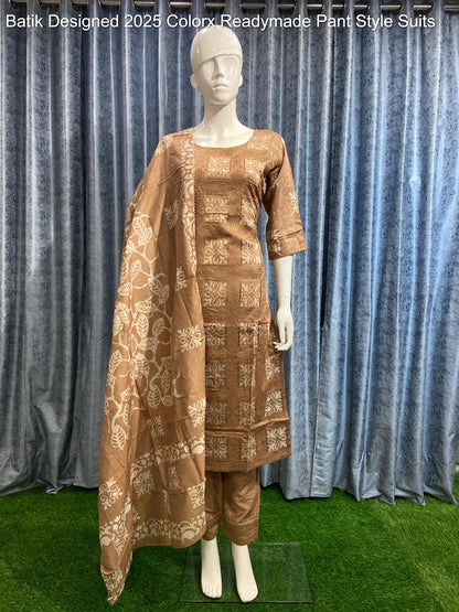 Batik Designed 2025 Colorx Chanderi Silk Readymade Pant Style Suits Supplier Gujarat