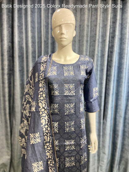 Batik Designed 2025 Colorx Chanderi Silk Readymade Pant Style Suits Supplier Gujarat
