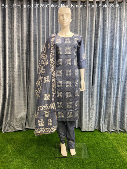 Batik Designed 2025 Colorx Chanderi Silk Readymade Pant Style Suits Supplier Gujarat