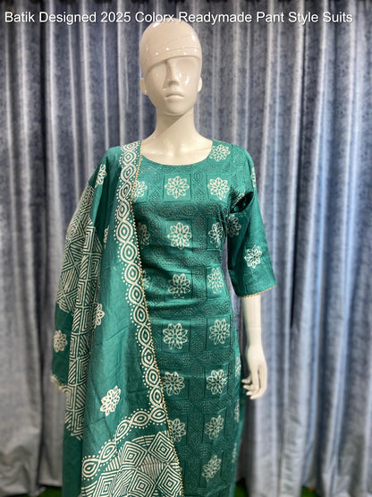 Batik Designed 2025 Colorx Chanderi Silk Readymade Pant Style Suits Supplier Gujarat