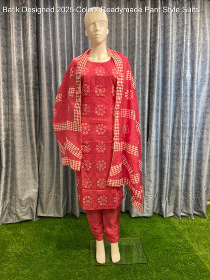 Batik Designed 2025 Colorx Chanderi Silk Readymade Pant Style Suits Supplier Gujarat