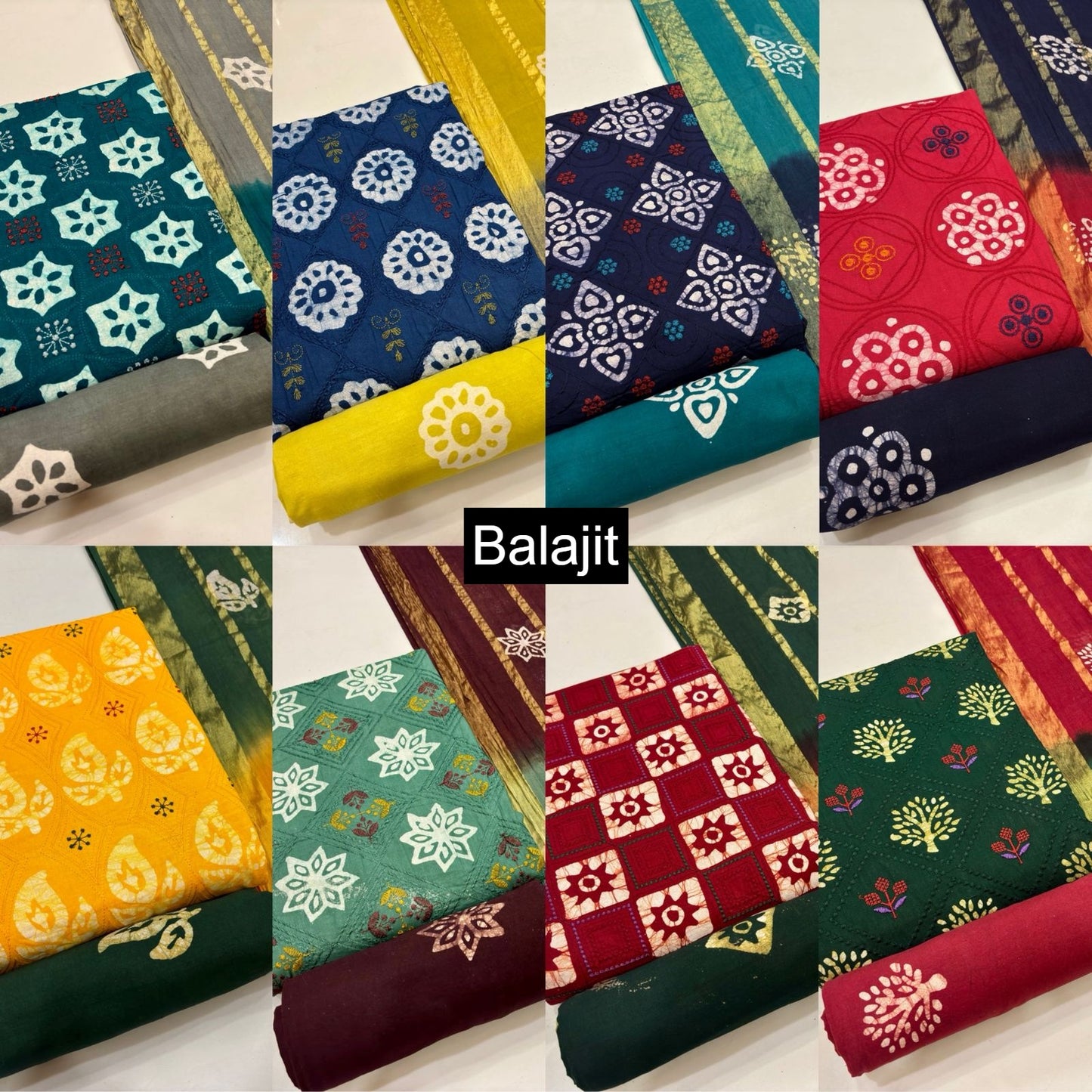 Batik Embroidery 1001 Balajit Cotton Dress Material Supplier Gujarat