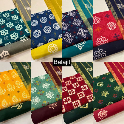 Batik Embroidery 1001 Balajit Cotton Dress Material Supplier Gujarat