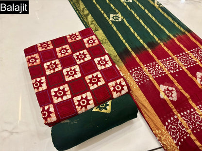 Batik Embroidery 1001 Balajit Cotton Dress Material Supplier Gujarat