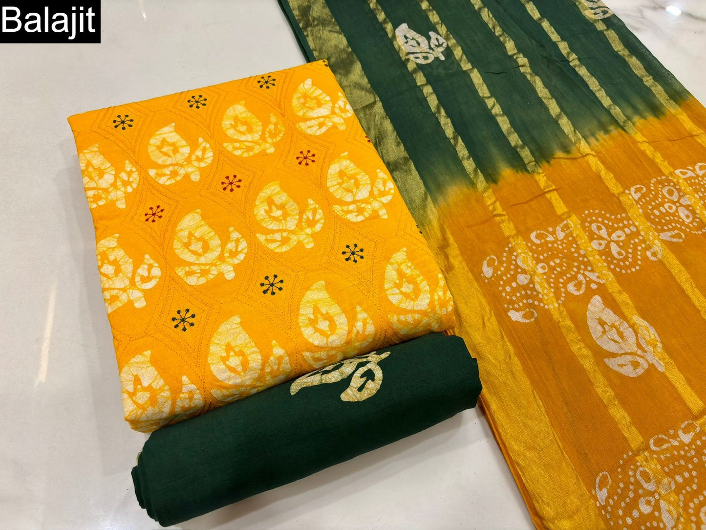 Batik Embroidery 1001 Balajit Cotton Dress Material Supplier Gujarat