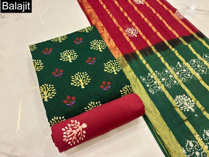 Batik Embroidery 1001 Balajit Cotton Dress Material Supplier Gujarat