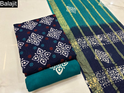 Batik Embroidery 1001 Balajit Cotton Dress Material Supplier Gujarat