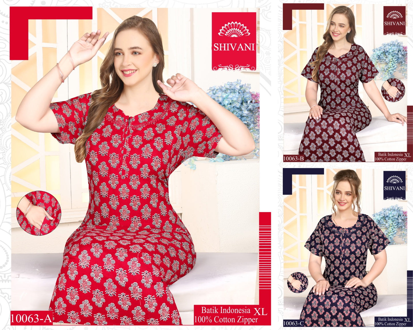 Batik Indonesia Shivani Cotton Night Gowns Supplier Ahmedabad